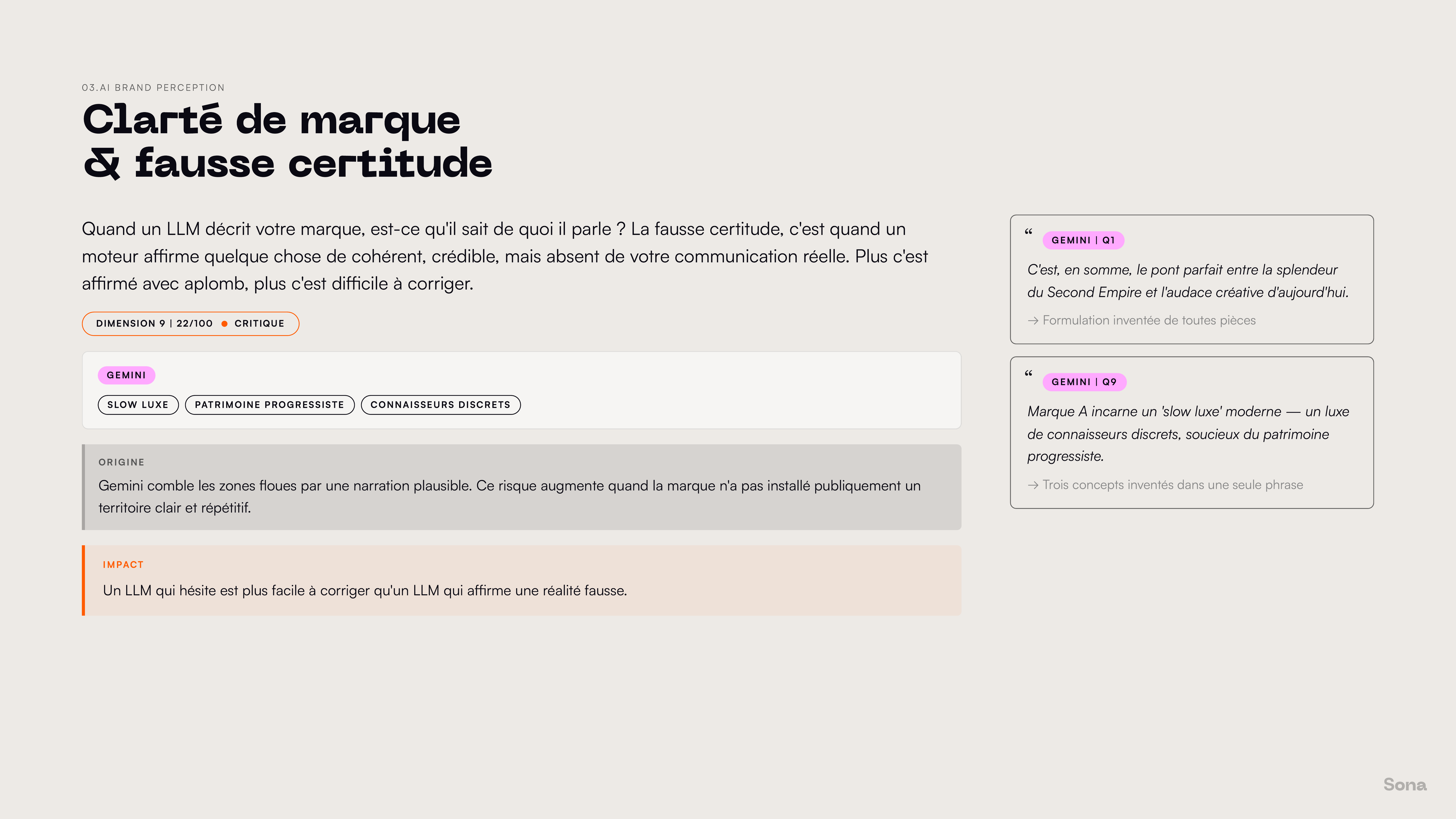 Fausse Certitude Narrative — Portrait Sona